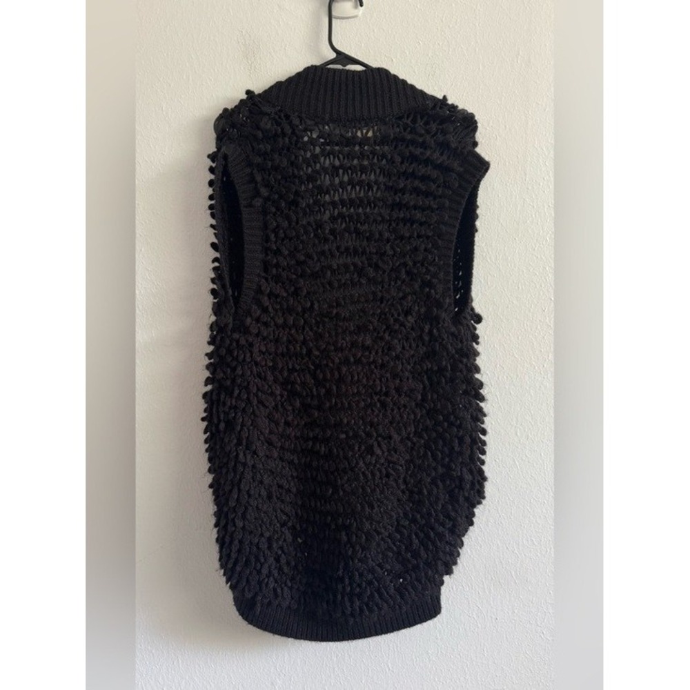 Rebecca Taylor Black Wool blend Textured Fringe Knit Sweater Vest Size Small - Picture 11 of 12